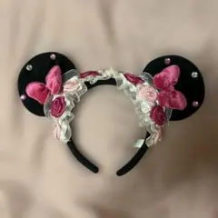 ディズニー カチューシャ ミニー 薔薇 ピンク レア