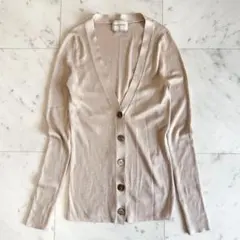 ユナイテッドアローズ シルク100% リブ ニット カーディガン ベージュ 38