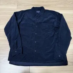 ネイビー コーデュロイ長袖シャツ