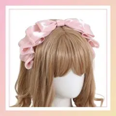 ピンク カチューシャ リボン ヘッドドレス メイド コスプレ ロリータ 衣装