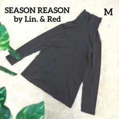 シーズンリーズン タートルネックトップス カットソー 綿 七分袖 M グレー