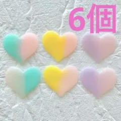ゆめかわ★ぷっくりビッググリッターハートカボション《アソート》6個★デコパーツ