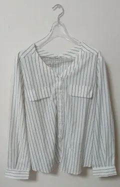 GLACIER ストライプ Vネック ブラウス