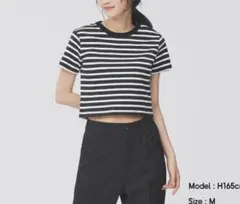 GU クロップドTシャツ コットン　ミニT トップス　ヘソだし　341705