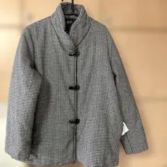 千鳥格子　柄　白黒　チェック　中綿　ジャケット