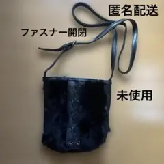 【未使用】ブラック フェイクファー ショルダーバッグ　ポシェット　バッグ　カバン