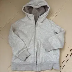 グレー フリース内張り フード付きパーカー