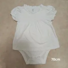 GAP フリル付き 半袖 ロンパース 白 ワンピース