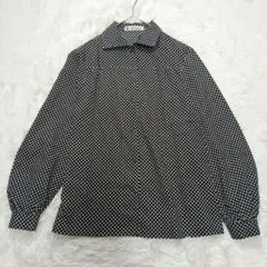 Lui Chantant ドット柄 長袖ブラウス ブラック×ホワイト 9号　水玉のサムネイル