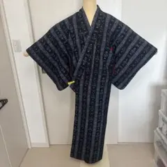 小紋 着物 幾何学模様 縞柄 ブラック系のサムネイル