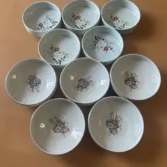 昭和レトロ花柄陶器皿5枚セット　2種類　10枚