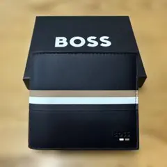 BOSS ブラックレザー 二つ折り財布　新品