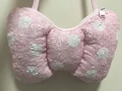 ミニーマウス リボン型ポーチ ピンク