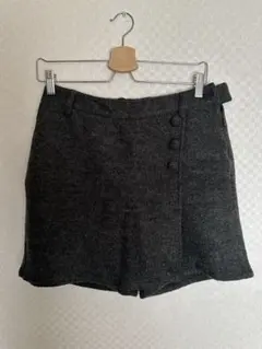 ダークグレー ショートパンツ ウール混紡