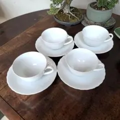 HOYA CHINA ホワイト陶器カップ・ソーサー4個セット