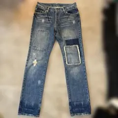 00s PPFM スカル スタッズ ジップ デニム パンツ Y2K グランジ S