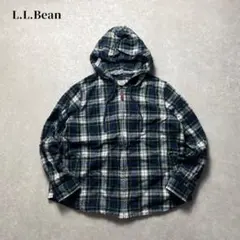 かっち様専用L.L.Bean ジップアップパーカーチェックフランネルグリーンネイ