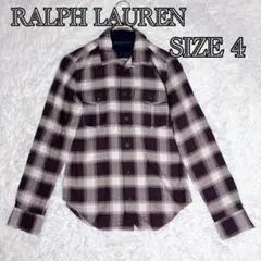 美品 RALPH LAUREN オンブレチェック シャツ 4 パープル 長袖