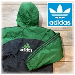 当時物90s adidas フード付きナイロンジャケット green/black