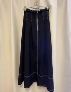 RMAF 配色ステッチハイウエストスカート　ブラック F