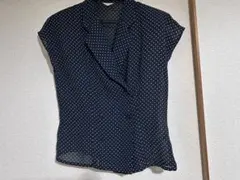 ネイビー 水玉 半袖 ブラウス　スカート