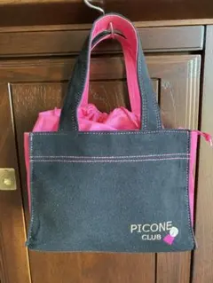 PICONE CLUB トートバッグ 黒/ピンク 約25cm x 20cm