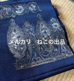 【最終セール】帯　金糸　銀糸　和洋折衷系　洋風唐草模様　紺色　ブルー　織物　刺繍
