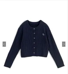 GRL ケーブル編み口ゴ刺繍麻タッチニットカーディガン ［an1488］