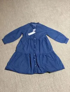 【未使用・タグ付】GU ティアード シャツワンピ ブルー 120 女の子