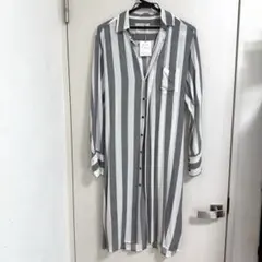 新品タグ付き★ungrid ストライプ長袖シャツワンピース Fサイズ
