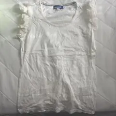 バーバリーブルーレーベル フラワー袖 ノースリーブ Tシャツ 38 オフホワイト