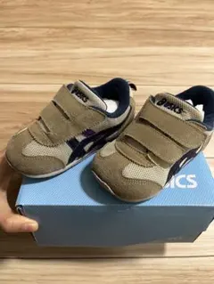 ASICS ベビー スニーカー 14.0cm ベージュ/ネイビー