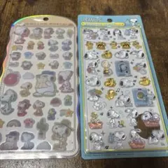 正規品　スヌーピー　ボンボンドロップシール　コットンパフィ　２点