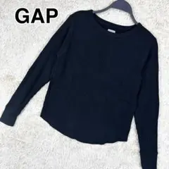 GAP ワッフルロングスリーブ カットソー ブラック XXSサイズ コットン素材