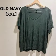 匿名配送✨ OLD NAVY 【XXL】 VネックTシャツ ダークグリーン