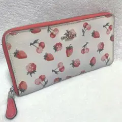 COACH　長財布　ラウンドファスナー　ベリー　チェリー