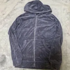 Stussy 紺 ネイビー パイル パーカー M ジップアップ フーディー