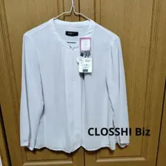 CLOSSHIBiz オフホワイト 長袖ブラウス