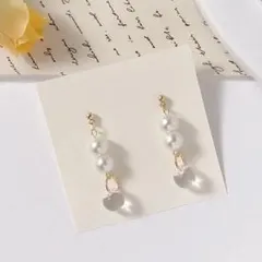 パール×透明ビーズのピアス｜大人可愛い・デイリー/お出かけに イヤリング変更可