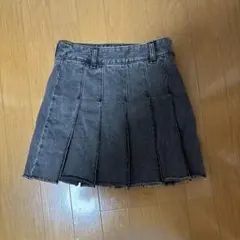 デニムローウエストプリーツミニスカート