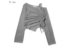 《未使用》【韓国】ギャル y2k シャーリング長袖トップス