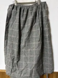 90's コムディギャルソントリコグレー系チェックラップロングスカート