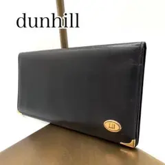 dunhill ブラック レザー 長財布　二つ折り財布　札入れ　ロゴ入り