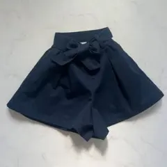 ネイビー キュロットスカート リボンベルト付き