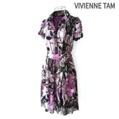 VIVIENNE TAM ワンピース パープル系 パワーネット 総柄 リボンのサムネイル
