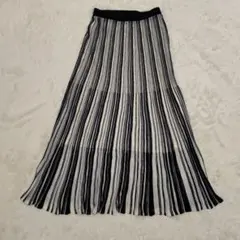 anysis ロングスカート プリーツ ネイビー ラメ M タグ ウエストゴム