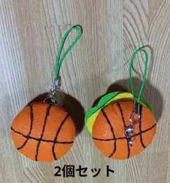 バスケットボール・ハンバーガー キーホルダー　部活　お守り　ハンドメイド　手作り