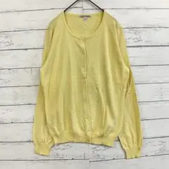 UNIQLO 綿アクリル混カーディガン XL体型カバー 春夏 ライトイエロー