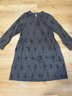 ボタニカル柄長袖シャツワンピース