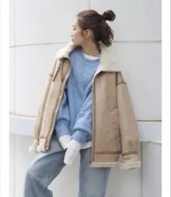 Ungrid ベージュ ムートンコート フェイクファー